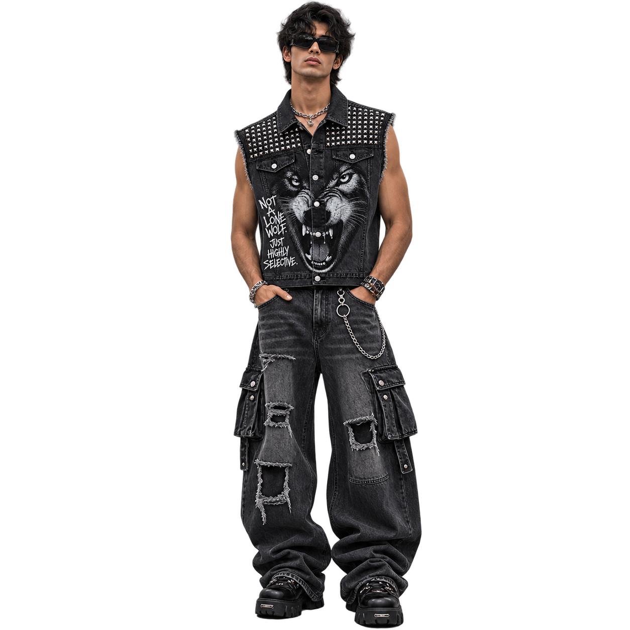 WOLF DENIM VEST