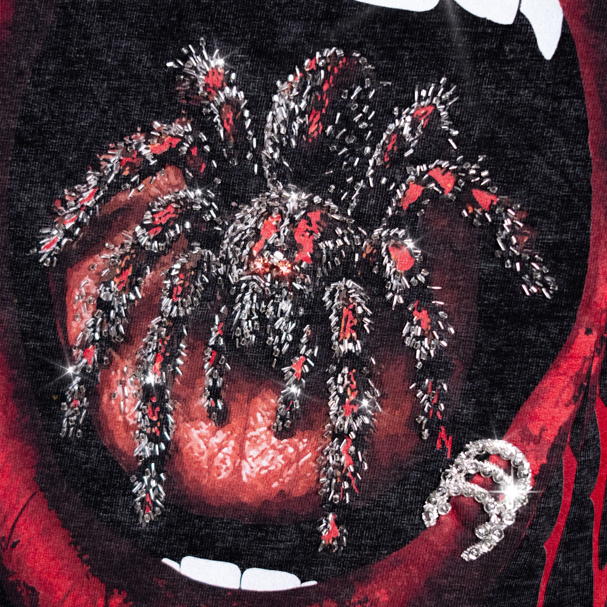 Sweet_Venom_Hand_Embroidered_Oversized_Vintage_Wash_T-Shirt_RAAH_closeup_spider